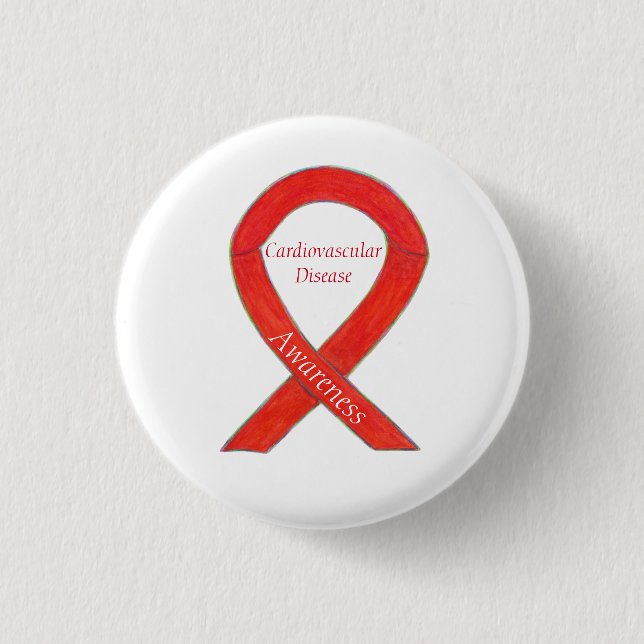 Cardiovascular Disease Custom Awareness Ribbon Pin (Front)