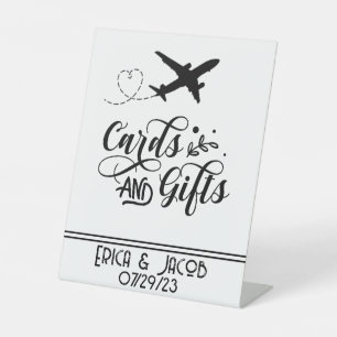 Cards and Gifts Airplane Wedding Custom Pedestal Sign