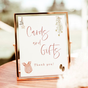 Cards and Gifts Baby Shower, Boho Girl Baby Shower Poster