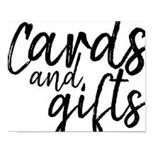 Cards and gifts. Black font