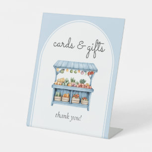 Cards and Gifts Blue Farmers Market Baby Shower Pedestal Sign