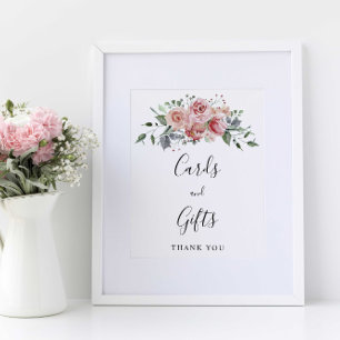 Cards and Gifts Blush Pink Rose Script Wedding Poster