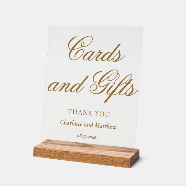Cards And Gifts Chic Modern Wedding Event Acrylic Sign (Angle)