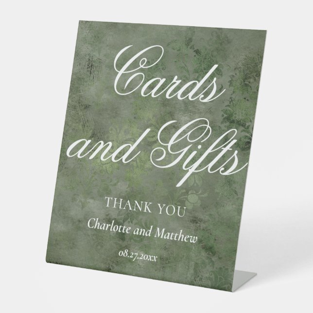 Cards And Gifts Chic Modern Wedding Event Pedestal Sign (Front)