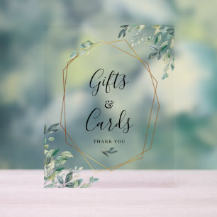 Cards and Gifts Eucalyptus Script Wedding Acrylic Sign