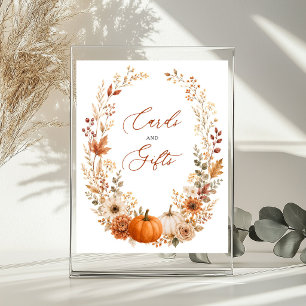 Cards and Gifts Fall Floral Pumpkin Bridal Sign