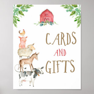 Cards and Gifts Farm Animals Barnyard Boy Birthday Poster