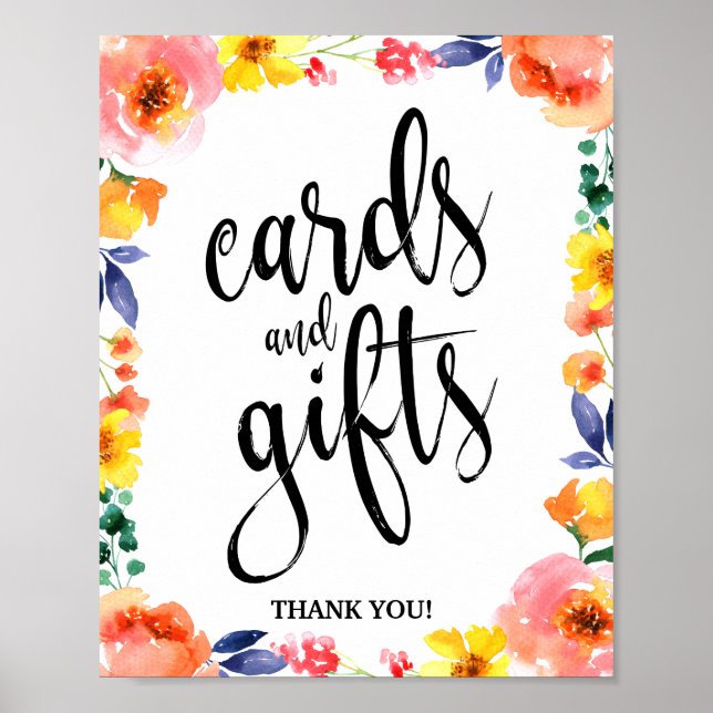 Cards and Gifts Floral 8x10 Wedding Sign (Front)