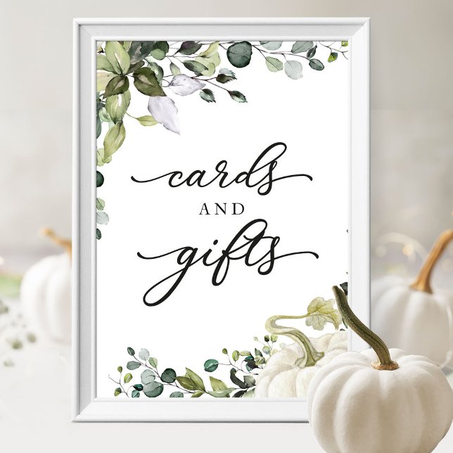 Cards and Gifts Greenery Fall Baby Shower Sign (Creator Uploaded)