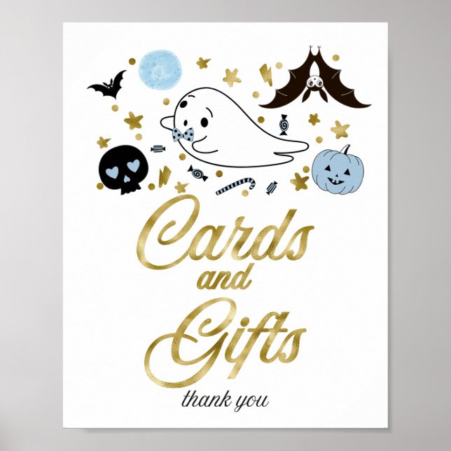 Cards and Gifts Halloween Boy Baby Shower Sign (Front)