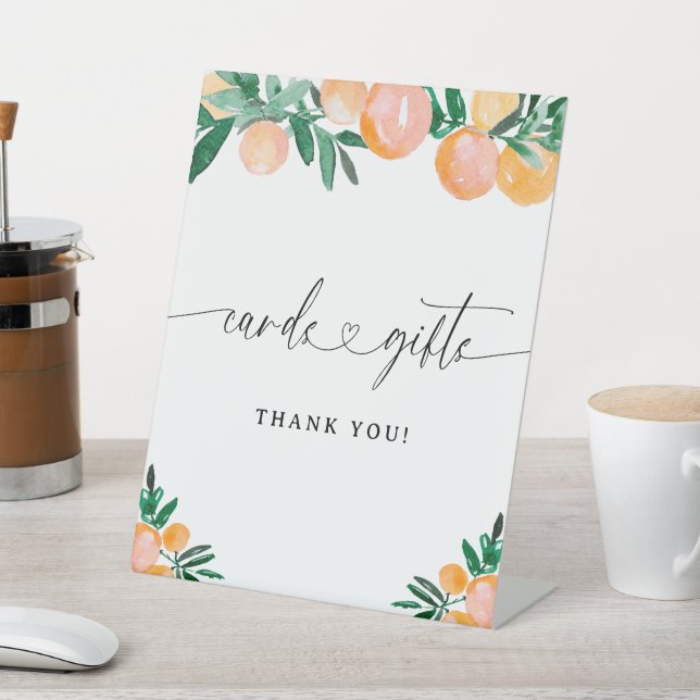 Cards and Gifts Little Cutie Citrus Baby Shower Pedestal Sign (In SItu)