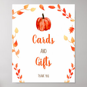 Cards and Gifts Little Pumpkin Fall Baby Shower Poster