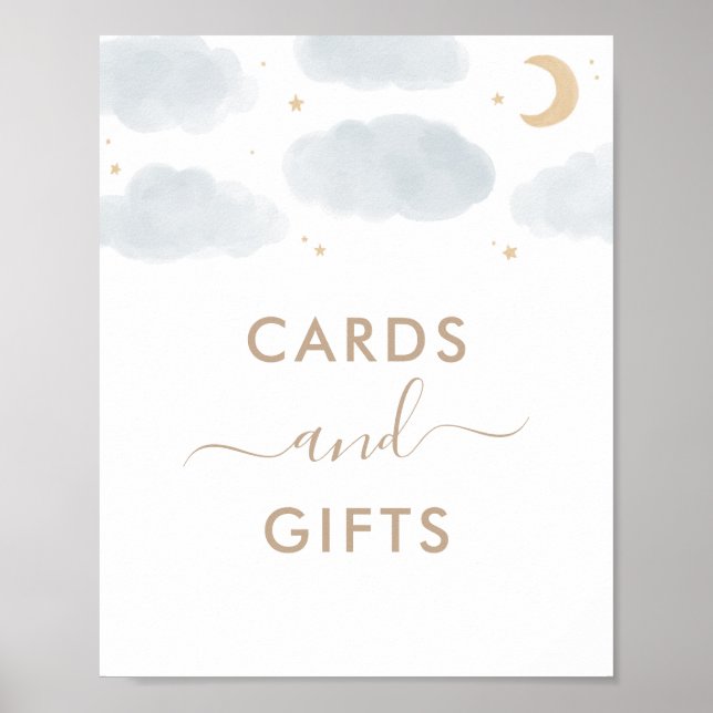 Cards and Gifts Over the Moon Baby Shower Sign (Front)