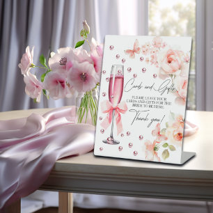 Cards and Gifts Pearls and Prosecco Bridal Shower Pedestal Sign