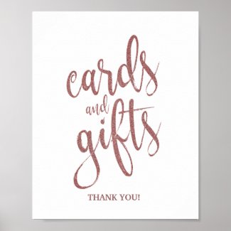 Cards and Gifts Rose Gold Glitter Wedding Sign