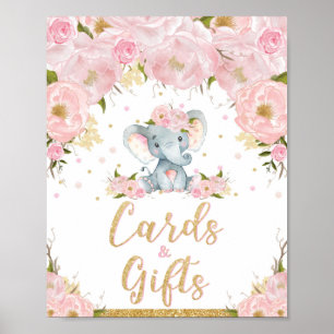 Cards and Gifts Sign Elephant Birthday Baby Shower