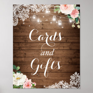 Cards and Gifts Sign   Mason Jar Lights Floral
