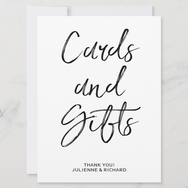 Cards and Gifts Sign | Stylish Hand Lettered (Front)
