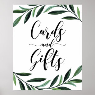 Cards And Gifts Watercolor Greenery Poster