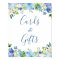 Cards and Gifts Wedding Sign Blue Hydrangea Floral