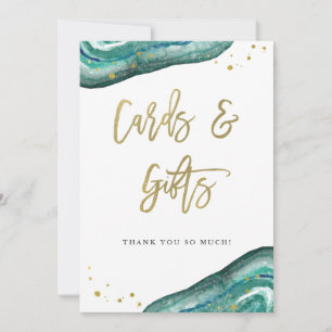 Cards and Gifts Wedding Sign Teal Geode and Gold