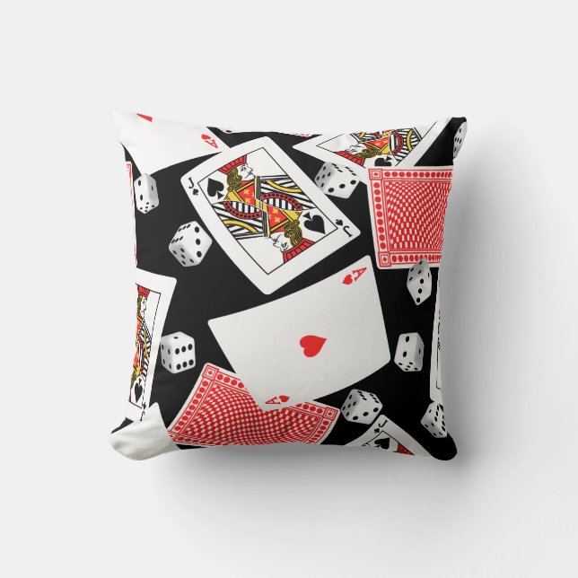 Cards & dice throw pillow (Front)