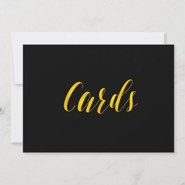 "Cards" Faux Gold Foil Chic Wedding Sign Invitation (Front)