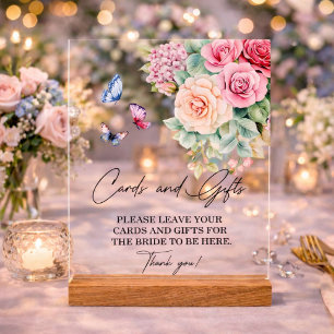 Cards & Gifts Blooms Butterflies Bridal Shower  Acrylic Sign