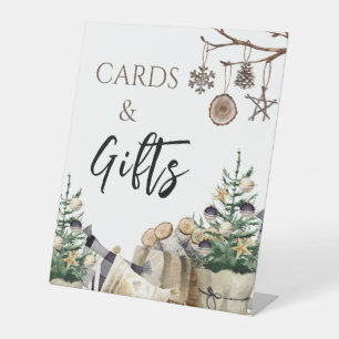 Cards & Gifts   Boho Winter Bridal Shower Table Pedestal Sign