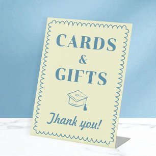 Cards & Gifts Butter Yellow & Blue Graduation Pedestal Sign