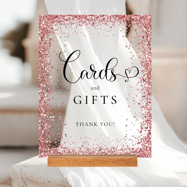 CARDS & GIFTS Copper Glitter Bridal Shower  (CARDS & GIFTS Copper Glitter Bridal Shower Acrylic Sign)