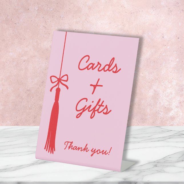 Cards & Gifts Coquette Bow Tassel Graduation Pedestal Sign (Cards & Gifts Coquette Bow Tassel Graduation Pedestal Sign)