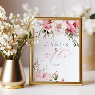 Cards Gifts Elegant Pink Floral Baby Shower Sign