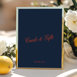 Cards & Gifts Elegant Red & Deep Blue Wedding Sign