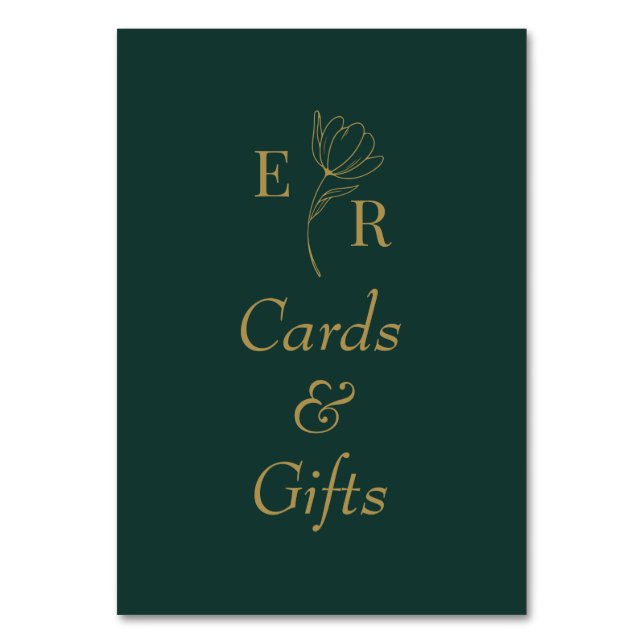 Cards & Gifts Emerald Green Floral Monogram Sign (Front)