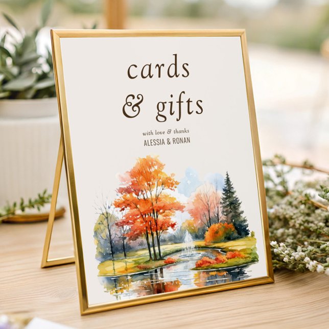 Cards & Gifts Fall Lake Wedding Digital or Printed Poster (Cards & Gifts wedding table sign from the Fall Lake wedding collection by Darling & May)