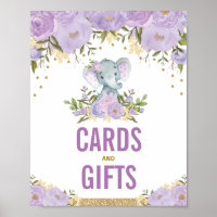 Cards & Gifts Jungle Elephant Purple Gold Elephant