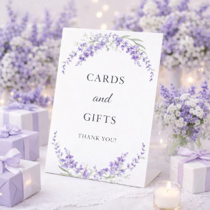 Cards gifts lavender violet florals watercolored pedestal sign