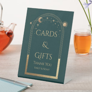 Cards & Gifts Mystical Green Sun Moon Wedding Pedestal Sign