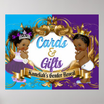 Cards & Gifts Purple & Blue Royal Gender Reveal