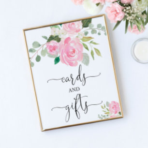 Cards gifts sign blush pink floral baby shower
