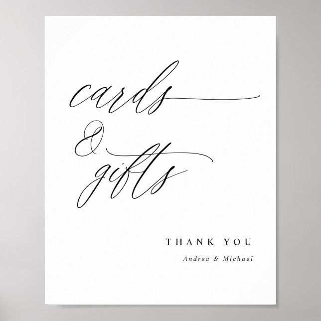 Cards & Gifts Sign Elegant Calligraphy Wedding (Front)