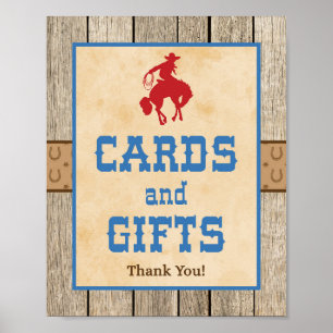 Cards & Gifts Sign Western Cowboy Party Sign