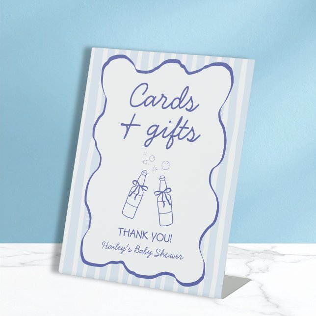 Cards & Gifts Soda Bottle Blue Baby Shower Pedestal Sign (Cards & Gifts Soda Bottle Blue Baby Shower Pedestal Sign)