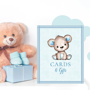 Cards & Gifts Table Cute Brown Bear Baby Shower Poster
