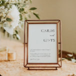 Cards Gifts Table Thank You Elegant Black White  Poster<br><div class="desc">Express your gratitude with this elegant "Cards and Gifts" sign, perfect for weddings or special celebrations. With its minimalist design and refined typography, this printable or printed sign is a thoughtful way to guide your guests and thank them for their love and generosity. Personalize it to match your event’s style...</div>