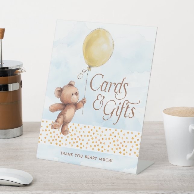 Cards & Gifts Teddy Bear Baby Shower  Pedestal Sign (In SItu)