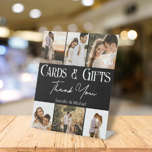 cards & gifts thank you 6 photos collage wedding pedestal sign