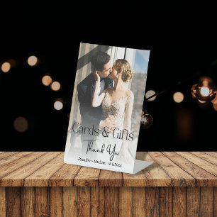 cards& gifts wedding photo thank you  pedestal sign