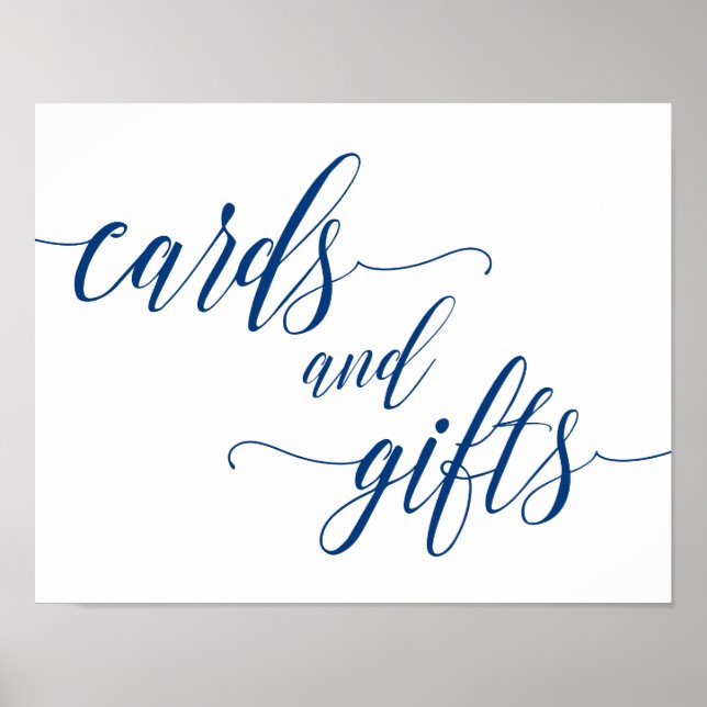 Cards & Gifts Wedding Sign Navy Blue Calligraphy (Front)